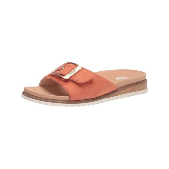 DR SCHOLLS Womens Orange Mixed Media 1 Platform Huarache-Style Padded Stretch Ankle Strap Blossom Open Toe Block Heel Slip On Heeled M